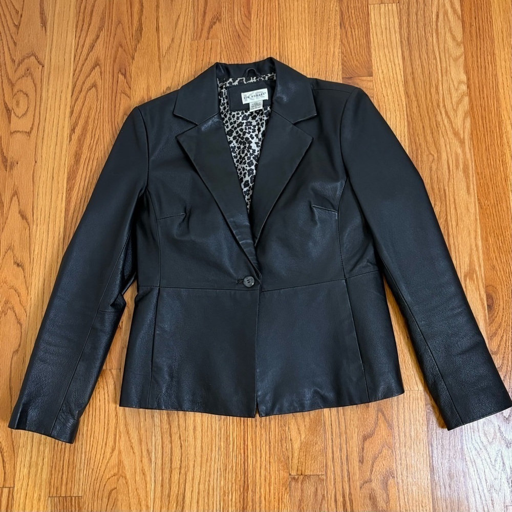 Vintage 90s Y2K Leather Jacket goth Whimsigoth minimalist grunge emo punk S - Picture 11 of 16